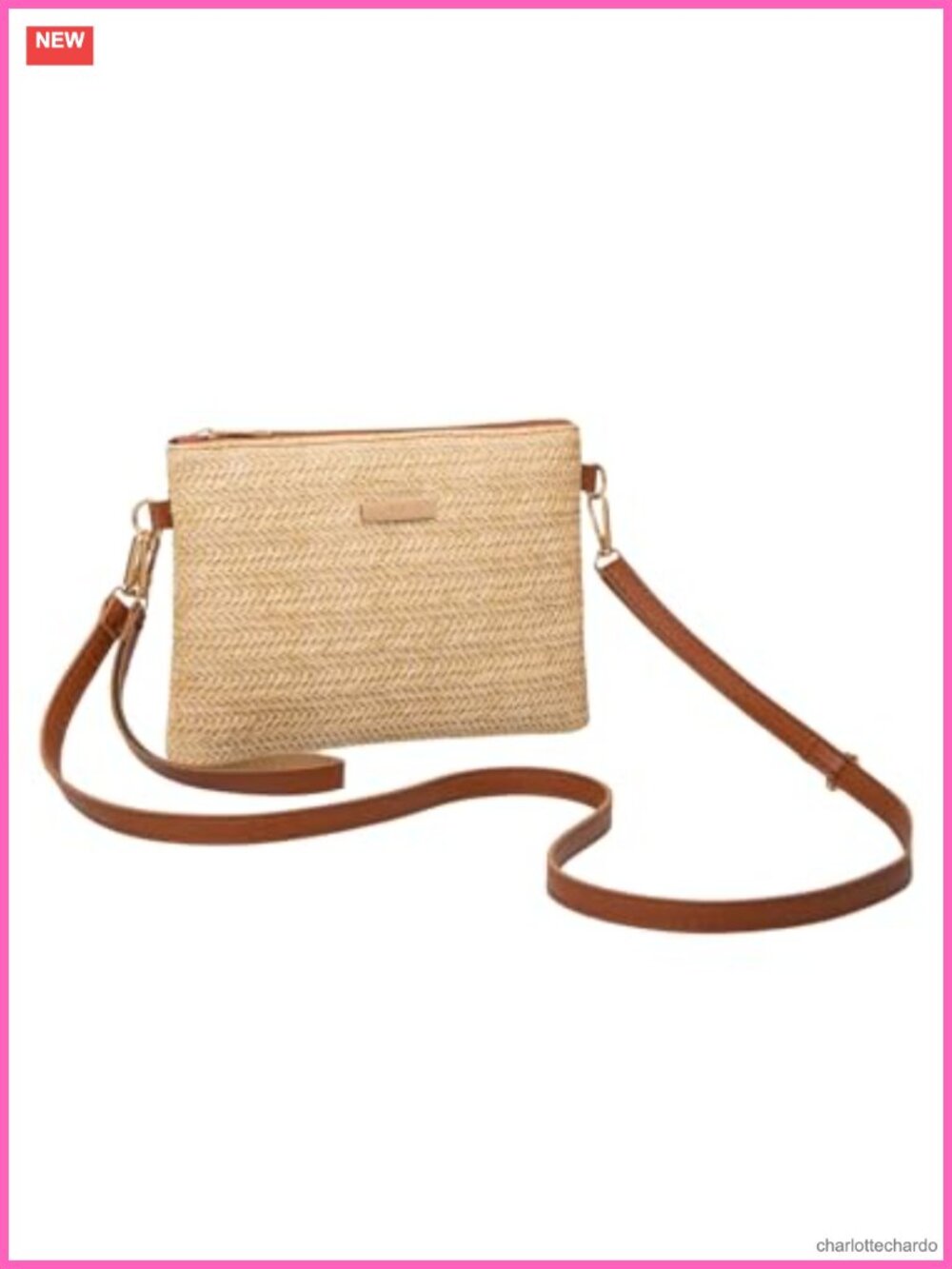 Handwoven Straw Crossbody Purse with Detachable Strap Summer Beach Bag